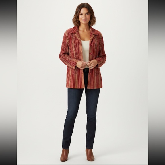 Coldwater Creek Burnout Embroidered Velvet Floral Sequins Jacket Size 3X Artsy - Picture 1 of 8